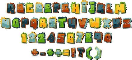 Font design for english alphabets and numbers vector