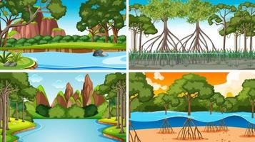 diferentes escenas de bosque vacío vector