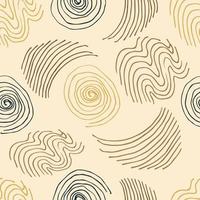 Abstract calm vector seamless pattern. Brown, dark lines, curves, spirals on a light pink-beige background. For prints of fabric, wrapping paper, bed linen, textile products.