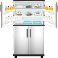 Refrigerator with lots of food vector