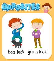 Opposite words for bad luck and good luck vector