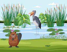 Scene with wild animals in the forest vector