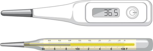 termómetro de mercurio y termómetro digital vector