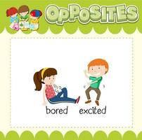 Education word card of English opposites word vector