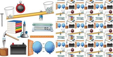 Seamless background with science equipments vector