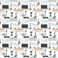 Seamless background with science equipments vector