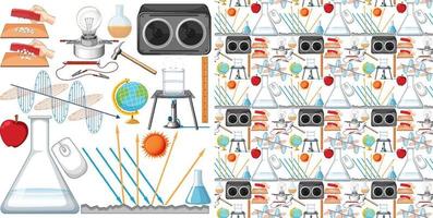 Seamless background with science equipments vector