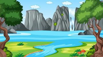 Nature scene with pond and trees vector