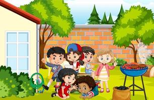 Outdoor park scene with children vector