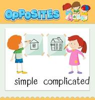 Opposite words for simple and complicated vector