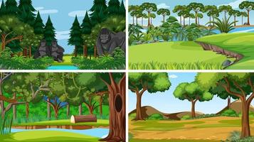 diferentes escenas de bosque vacío vector