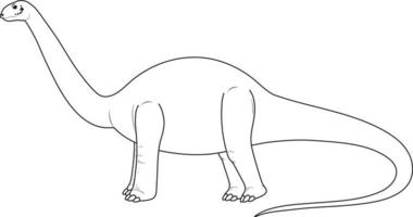 Apatosaurus dinosaur doodle outline on white background vector