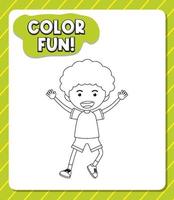 Worksheets template with color fun text and boy outline vector