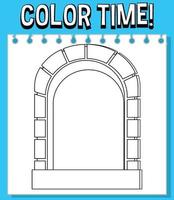 Worksheets template with color time text and window outline vector