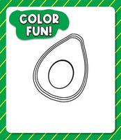 Worksheets template with color fun text and avocado outline vector