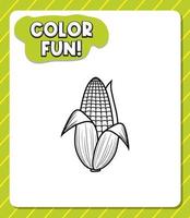 Worksheets template with color fun text and corn outline vector