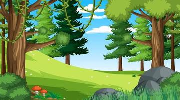 Nature scene with many trees and hills vector