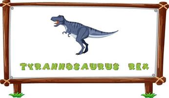 plantilla de marco con dinosaurios y diseño de tiranosaurio rex de texto dentro vector