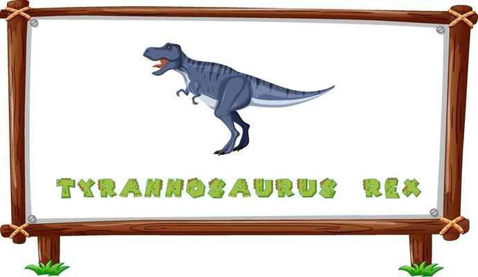 Frame template with dinosaurs and text tyrannosaurus rex design inside