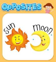 Opposite words for sun and moon vector