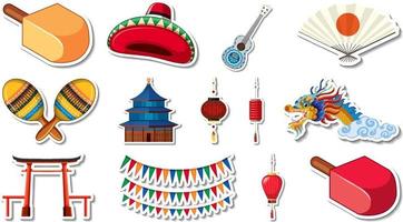 Set of different traditional objects vector