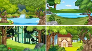 Nature scene with many trees and vector