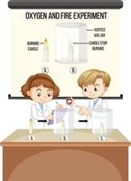 Scientist kids with Oxygen and fire experiment vector