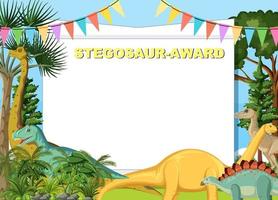 Dinosaur certificate template in cartoon style vector