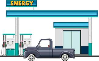 Gas station scene on white background vector