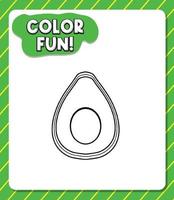 Worksheets template with color fun text and avocado outline vector