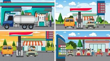 Set of oil petrol and gas relevant scene vector