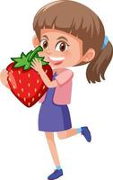 A girl holding fruit on white background vector