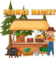 Flea market concept with fruit store vector