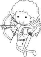 Cupid black and white doodle character vector