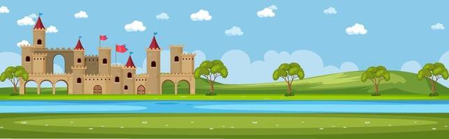 Landscape scene with medieval castle vector