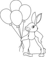 Rabbit doodle outline for colouring vector