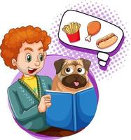 A Man and his dog with callouts vector