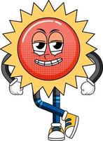 Sun cartoon character on white background vector