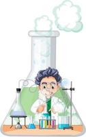 Funny scientist experiment in laboratory vector