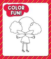 Worksheets template with color fun text and angel outline vector