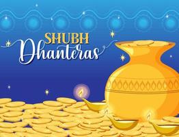 Hindu Shubh Dhanteras day icon vector