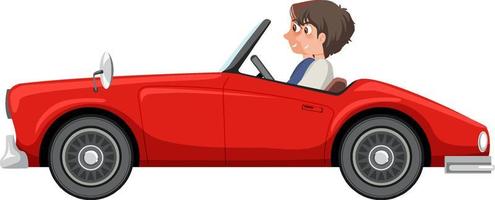 Couple in classic car on white background vector