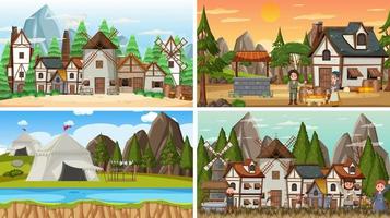 Set of different scene medieval vector