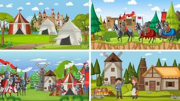 Set of different scene medieval vector