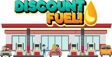 Gas station with discount fuel word logo vector