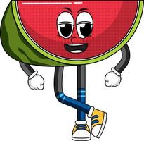 A watermelon cartoon character on white background vector