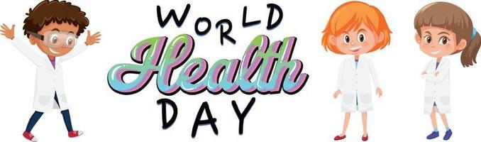 Poster design for world health day with kids vector