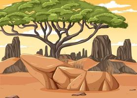 Desert landscape with trees vector