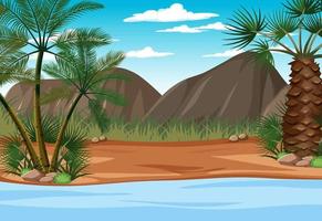 Scene with river and mountains vector