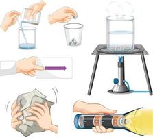 Different science equipments on white background vector